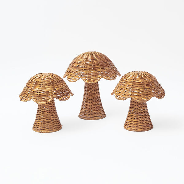 Natural Rattan Mushroom Family: Whimsical woodland accents.