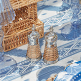 Rattan salt and pepper shakers, a charming addition to dining settings.