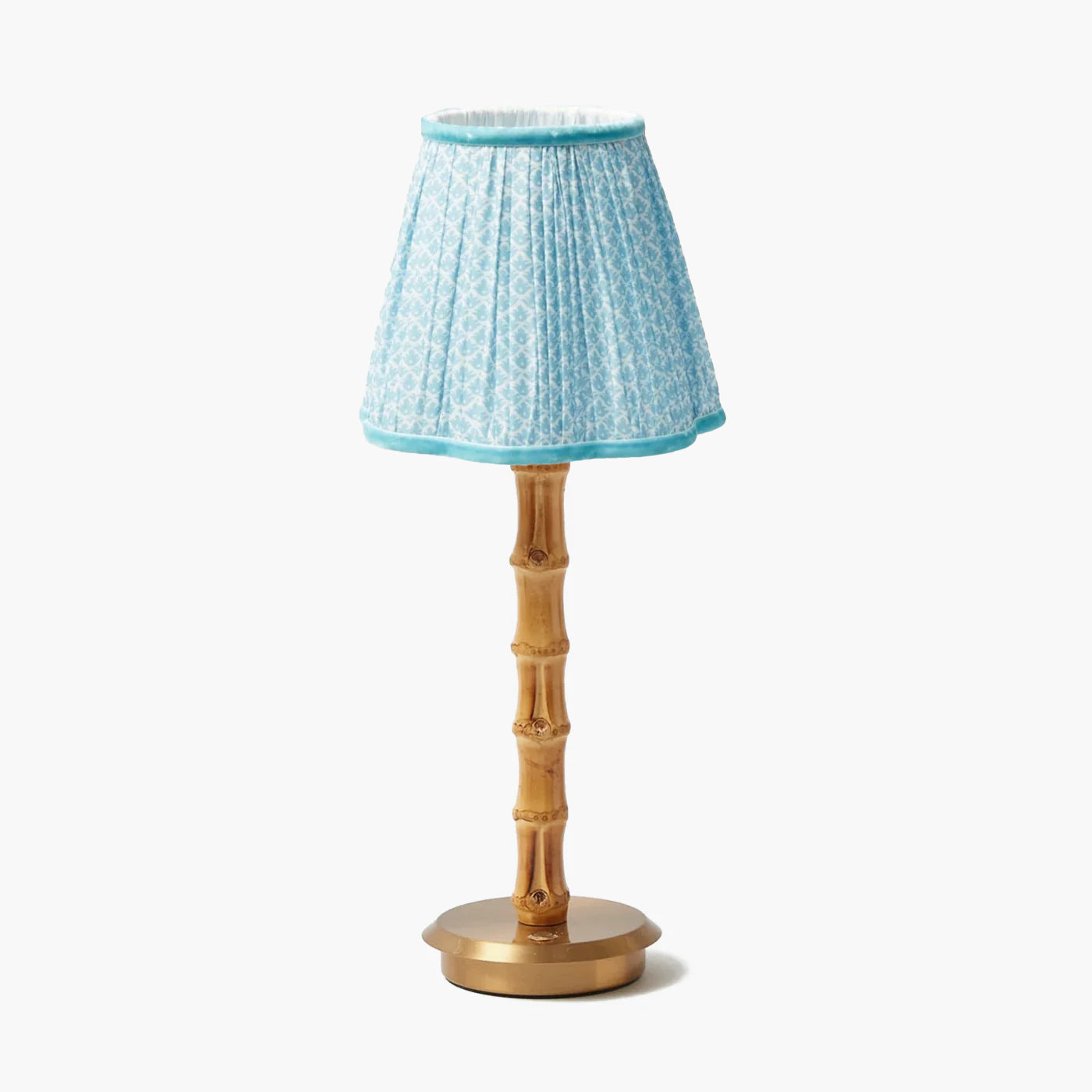 Rechargeable Bamboo Lamp with Soft Blue Lotus Shade (18cm)