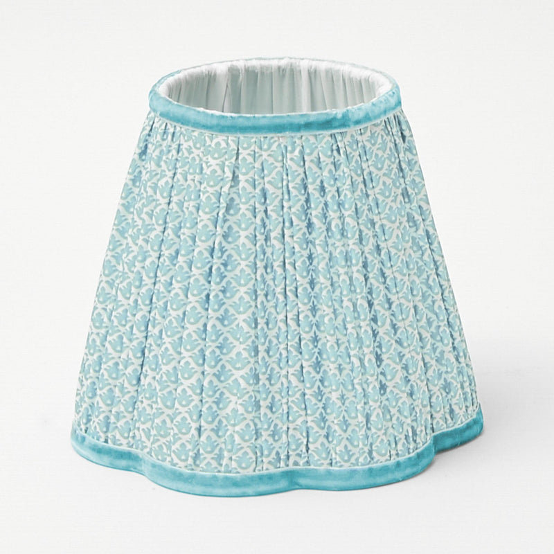 Rechargeable Lamp with Baby Blue Lotus Lampshade - Mrs. Alice