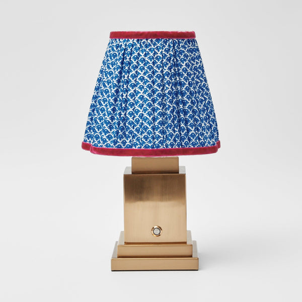 Rechargeable Lamp with Blue Lotus Lampshade - Mrs. Alice