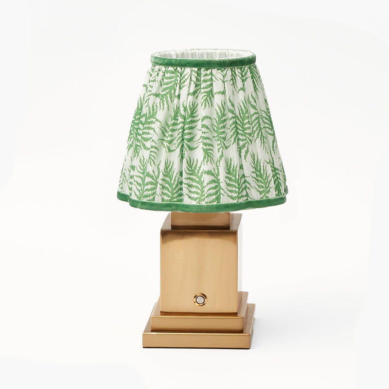 Rechargeable Lamp with Green Fern Lampshade