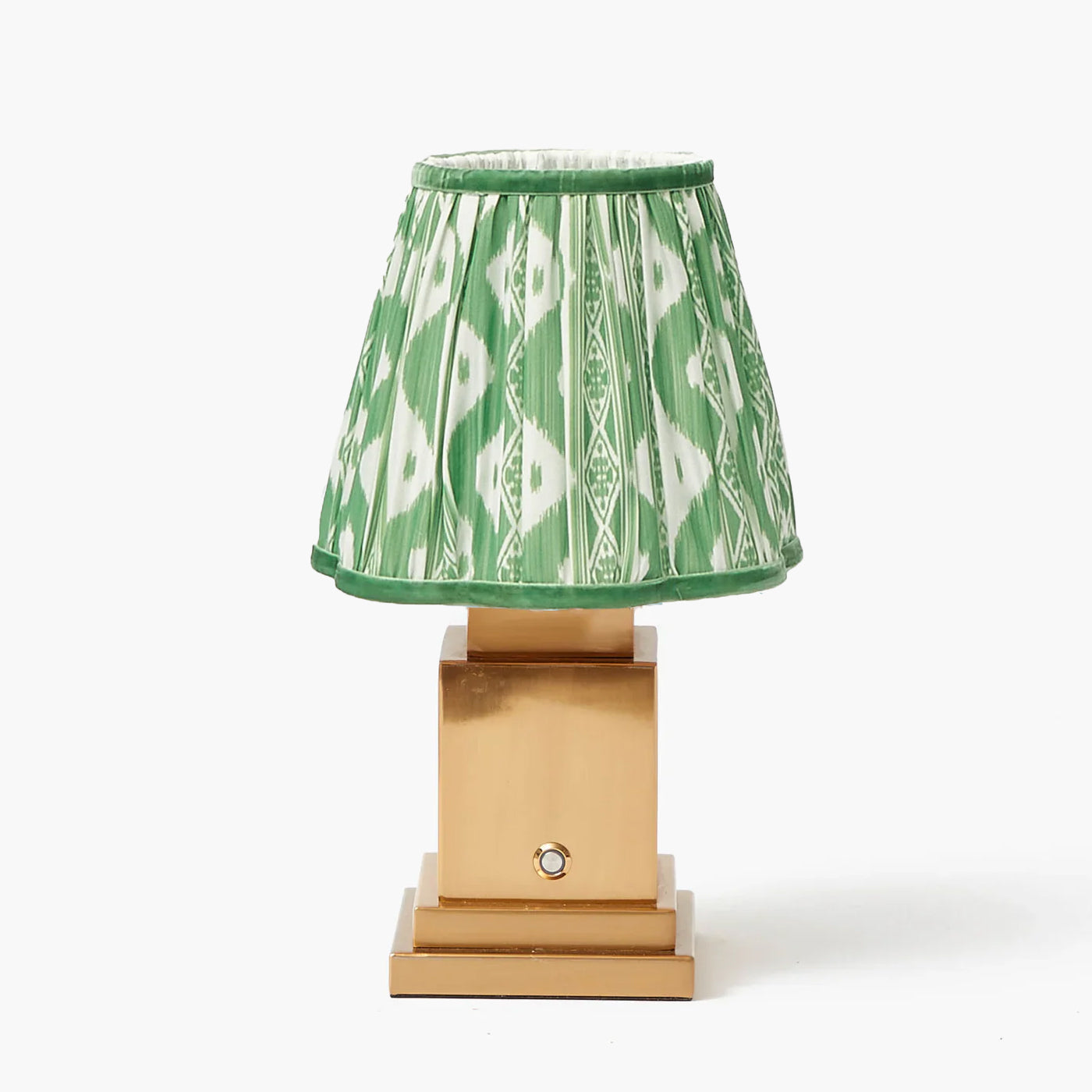 Square Rechargeable Lamp with Green Ikat Shade (18cm)