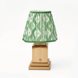 Rechargeable Lamp with Green Ikat Lampshade