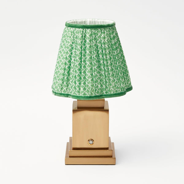 Rechargeable Lamp with Green Lotus Lampshade - Mrs. Alice