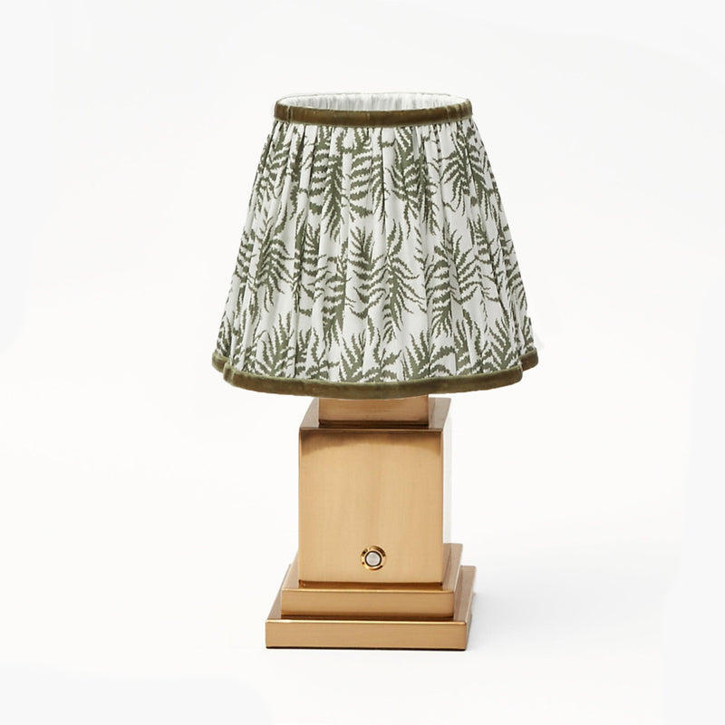 Rechargeable Lamp with Olive Fern Lampshade