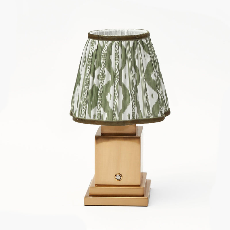 Rechargeable Lamp with Olive Green Lampshade (18cm)