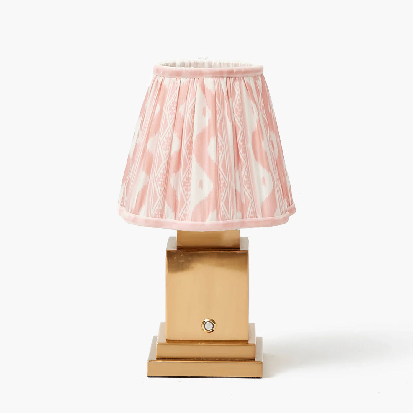 Square Rechargeable Lamp with Pink Ikat Shade (18cm)