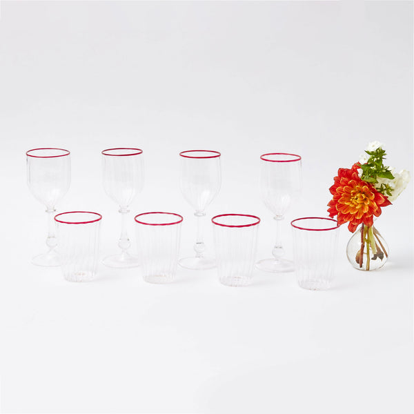 Red Rim Glassware (Set of 8)