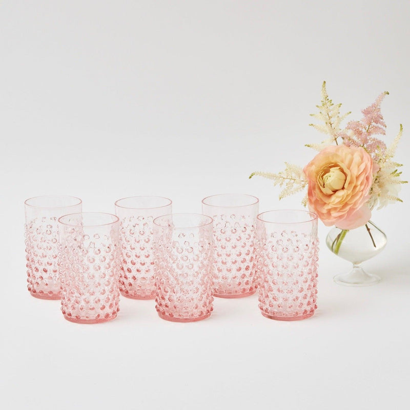 Rose Pink Hobnail Glasses (Set of 6) - Mrs. Alice