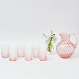 Rose Pink Hobnail Water Glasses & Jug Set - Mrs. Alice