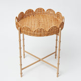 Round Scalloped Rattan Tray With Stand - Mrs. Alice