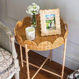 Round Scalloped Rattan Tray With Stand - Mrs. Alice