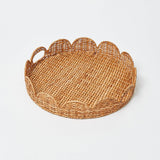 Round Scalloped Rattan Tray With Stand - Mrs. Alice