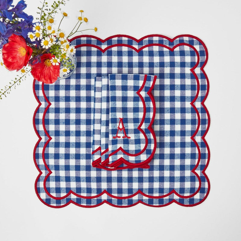 Royal Blue Gingham Napkins (Set of 4) - Mrs. Alice