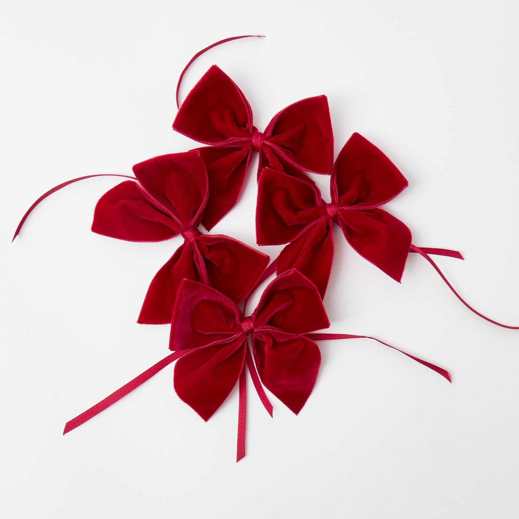 Ruby Red Velvet Napkin Bows (Set of 4)