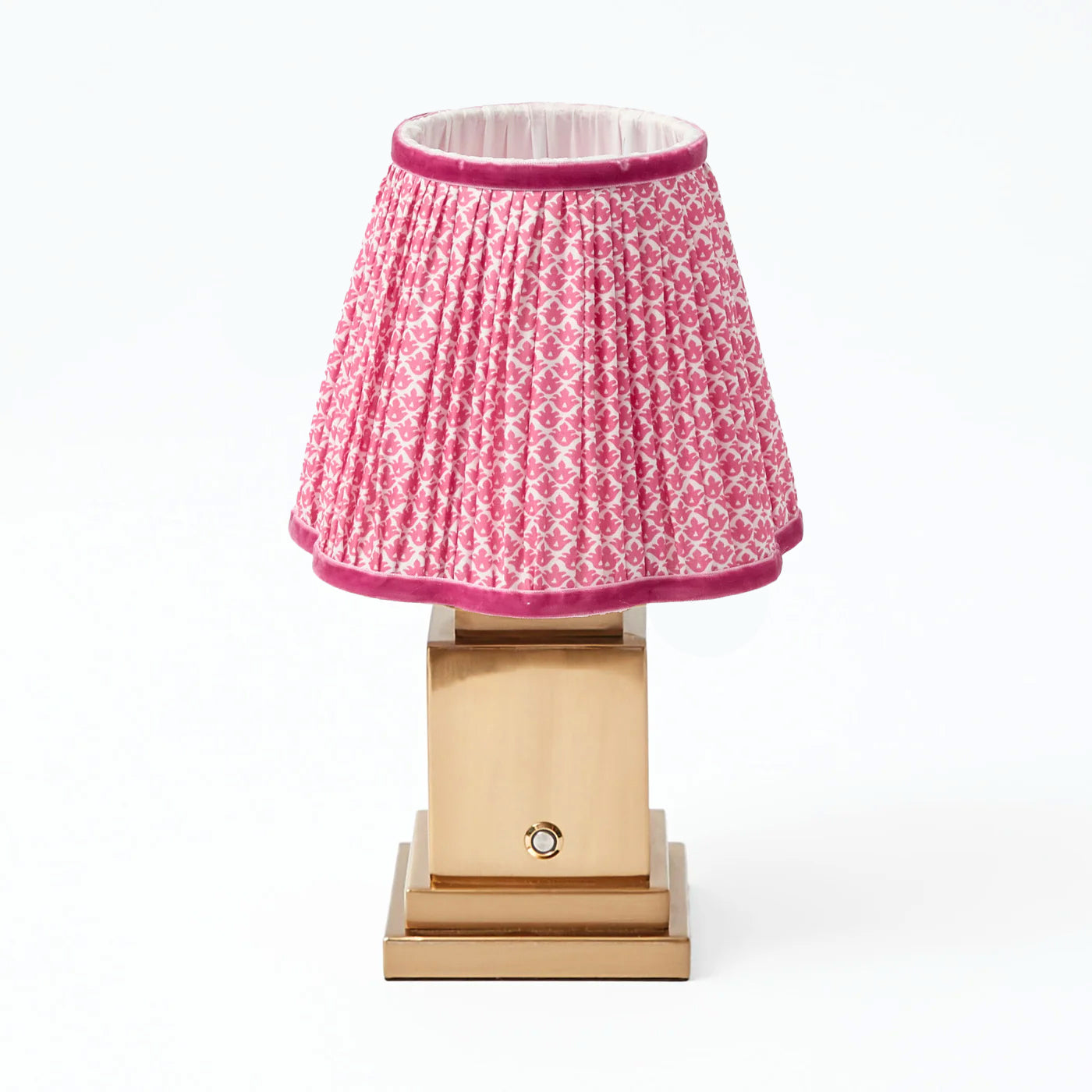 Square Rechargeable Lamp with Raspberry Lotus Shade (18cm)
