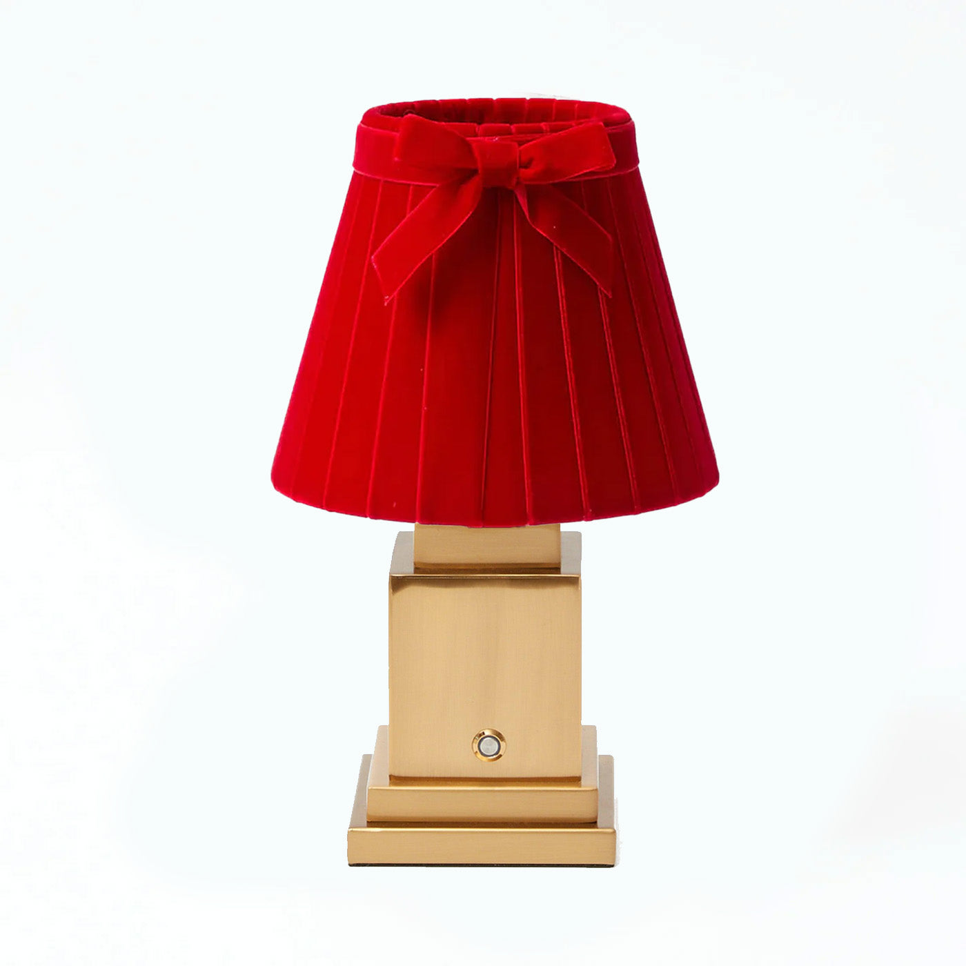 Square Rechargeable Lamp with Red Velvet Bow Shade (18cm)