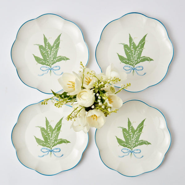 Scalloped Lily of the Valley Dinner Plate (Set of 4) - Mrs. Alice