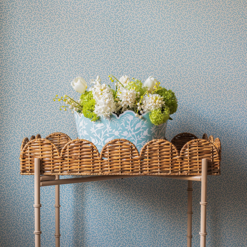 Scalloped Rattan Tray With Stand - Mrs. Alice
