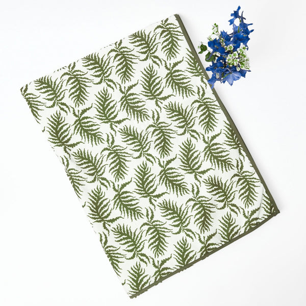 Olive Scrolling Ferns Tablecloth