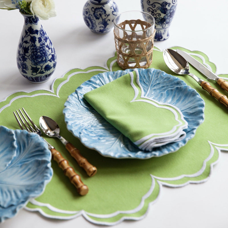 Serena Apple Green Scalloped Placemats (Set of 4) - Mrs. Alice