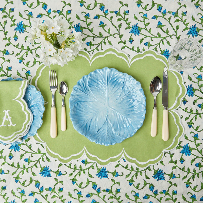Serena Apple Green Scalloped Placemats (Set of 4) - Mrs. Alice