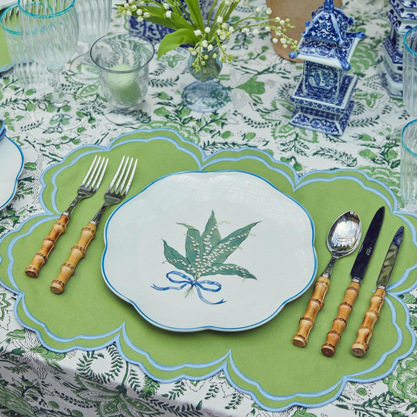 Serena Apple Green With Blue Placemats (Set of 4) - Mrs. Alice