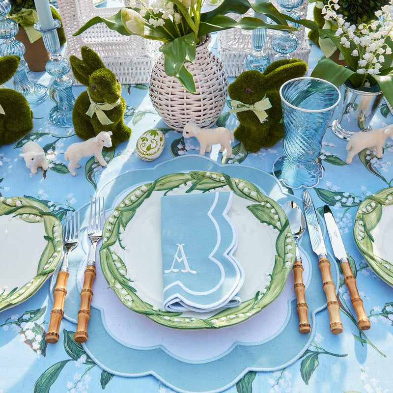 Serena Appliqué Blue Placemats & Napkins (Set of 4) - Mrs. Alice