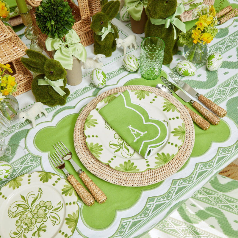 Serena Appliqué Green Placemats & Napkins (Set of 4) - Mrs. Alice