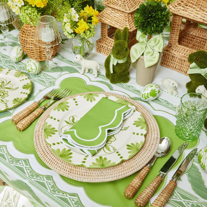 Serena Appliqué Green Placemats & Napkins (Set of 4) - Mrs. Alice