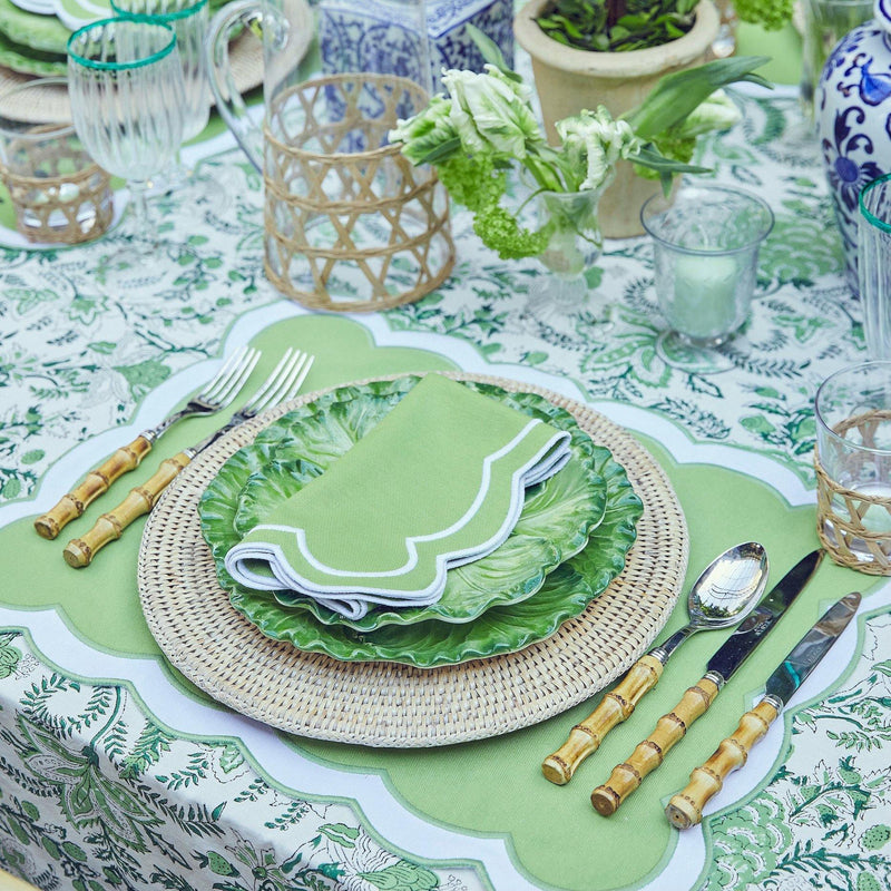 Serena Appliqué Green Placemats & Napkins (Set of 4) - Mrs. Alice