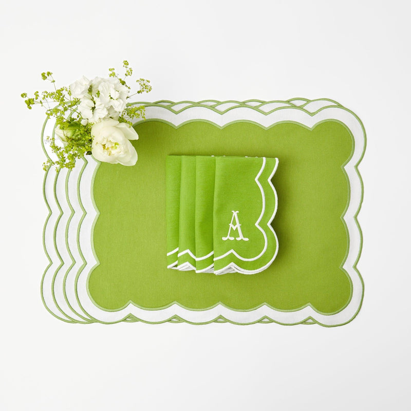 Serena Appliqué Green Placemats & Napkins (Set of 4) - Mrs. Alice