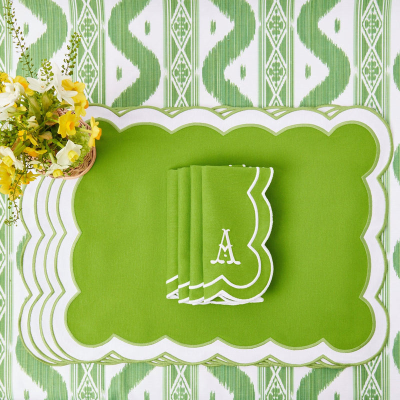 Serena Appliqué Green Placemats (Set of 4) - Mrs. Alice