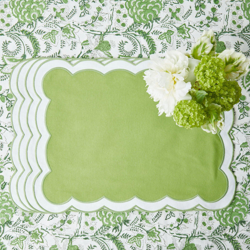 Serena Appliqué Green Placemats (Set of 4) - Mrs. Alice