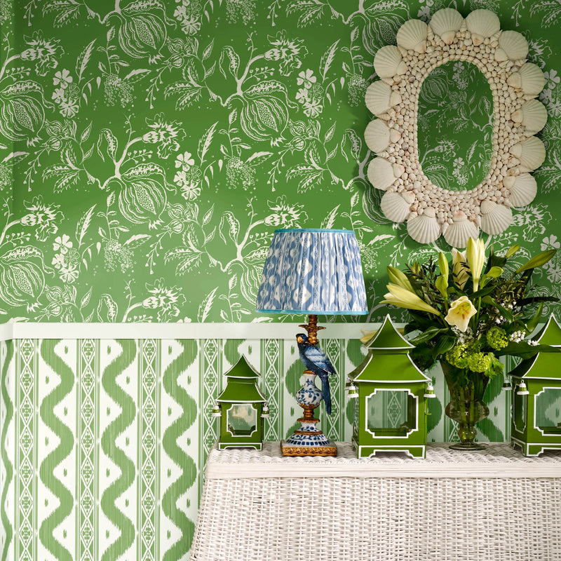 Green Ikat Stripe Wallpaper