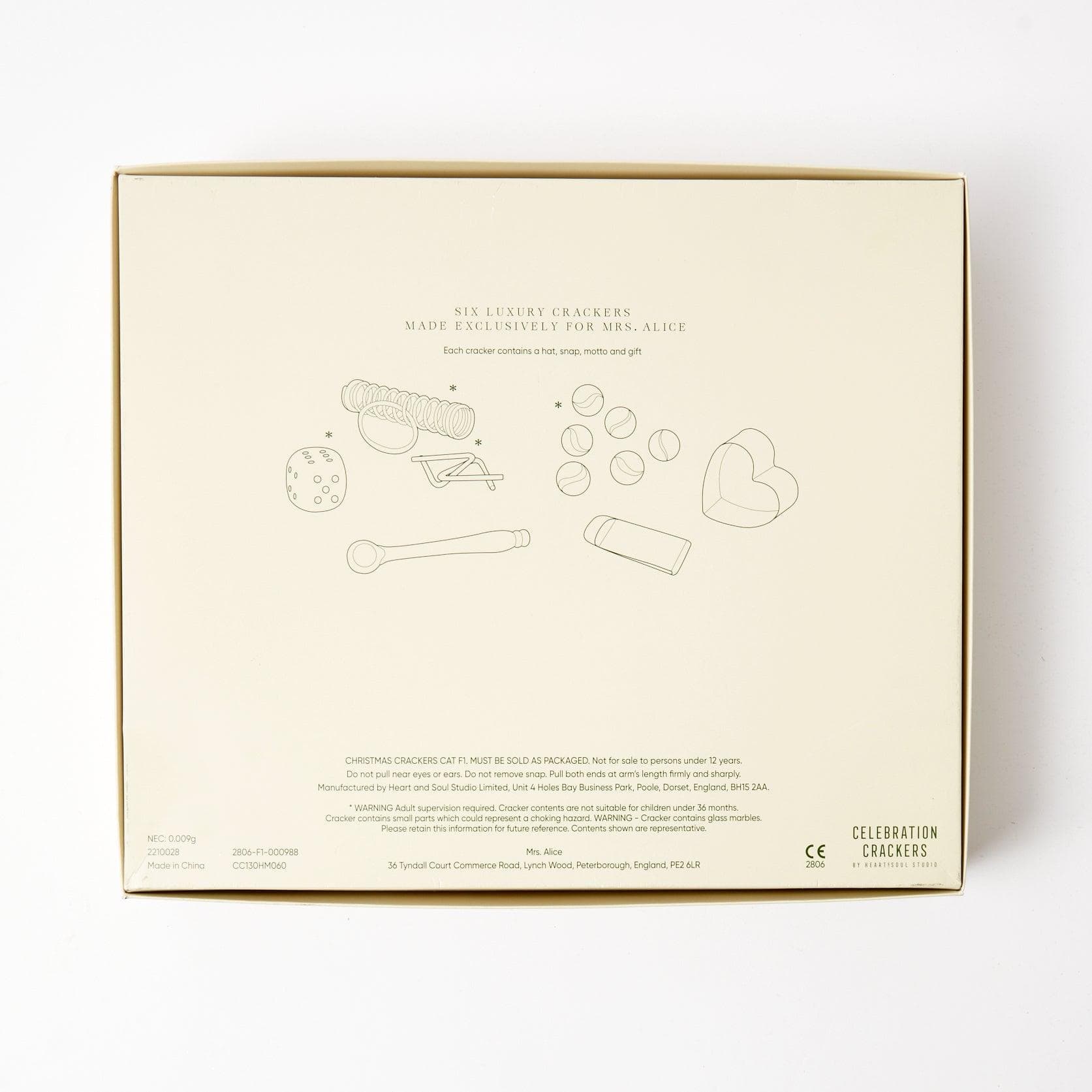 Silver Glitter Crackers with Green Velvet Bow (Box of 6)