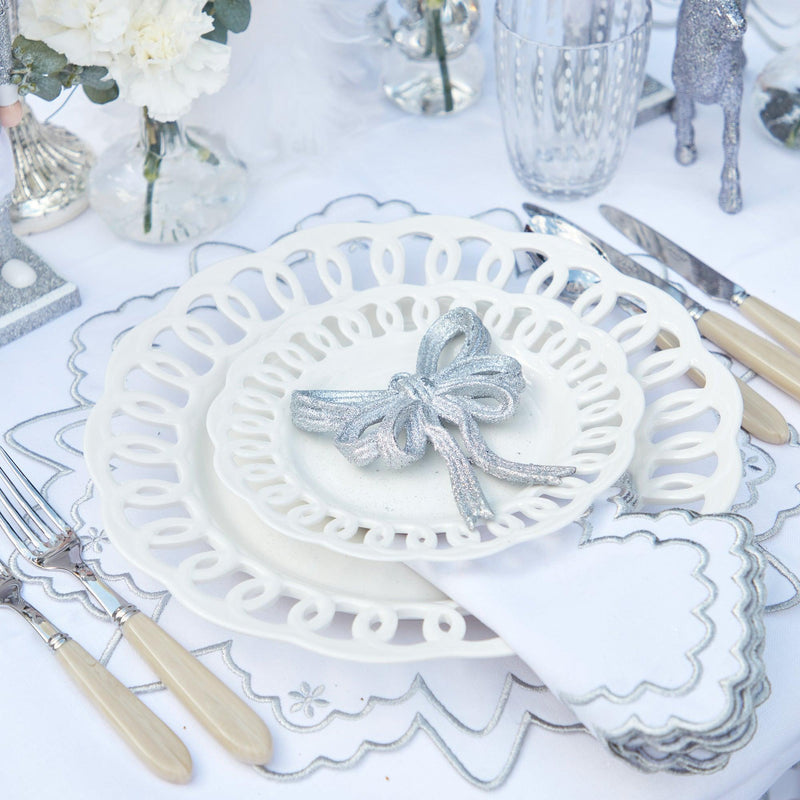 Silver Glitter Ornamental Bows (Set of 4) - Mrs. Alice