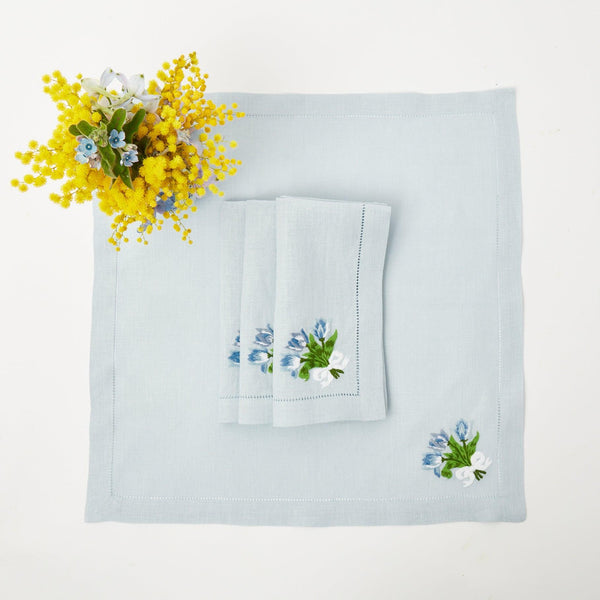 Sky Blue Linen Tulip Napkins (Set of 4) - Mrs. Alice