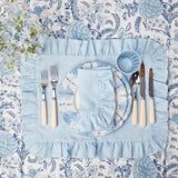 Sky Blue Ruffle Linen Napkins (Set of 4) - Mrs. Alice