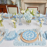 Sky Blue Ruffle Linen Placemats (Set of 4) - Mrs. Alice