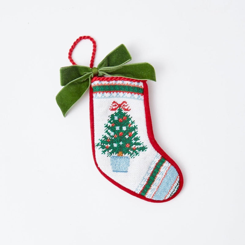 Small Needlepoint Christmas Tree Stocking - Mrs. Alice