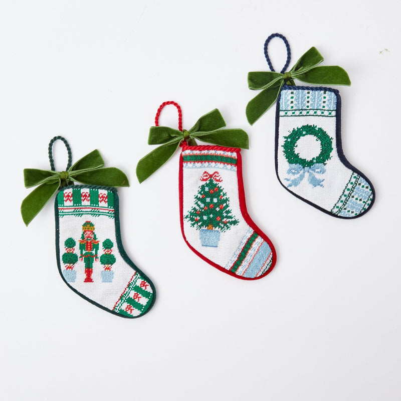 Needlepoint Christmas Stocking - Festive Holiday Decor