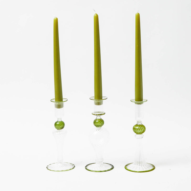 Small Paulette Olive Candle Holders Trio