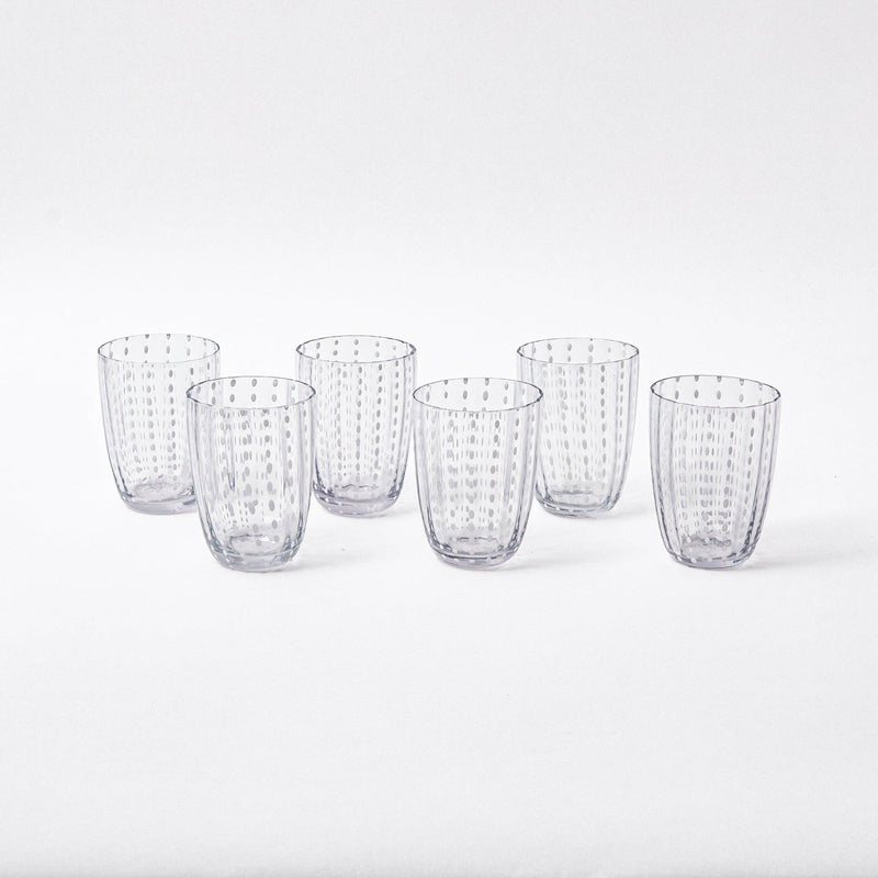 Upgrade your table setting with our set of 6 Speckle Water Glasses - the epitome of chic and functional design.