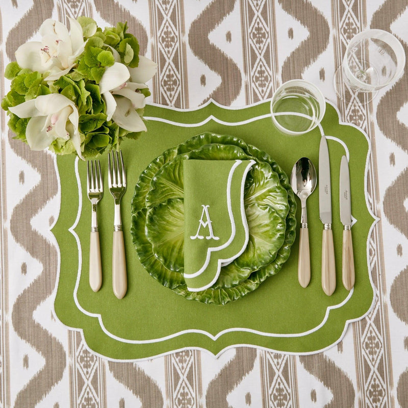 Sylvie Apple Green Embroidered Napkins (Set of 4) - Mrs. Alice