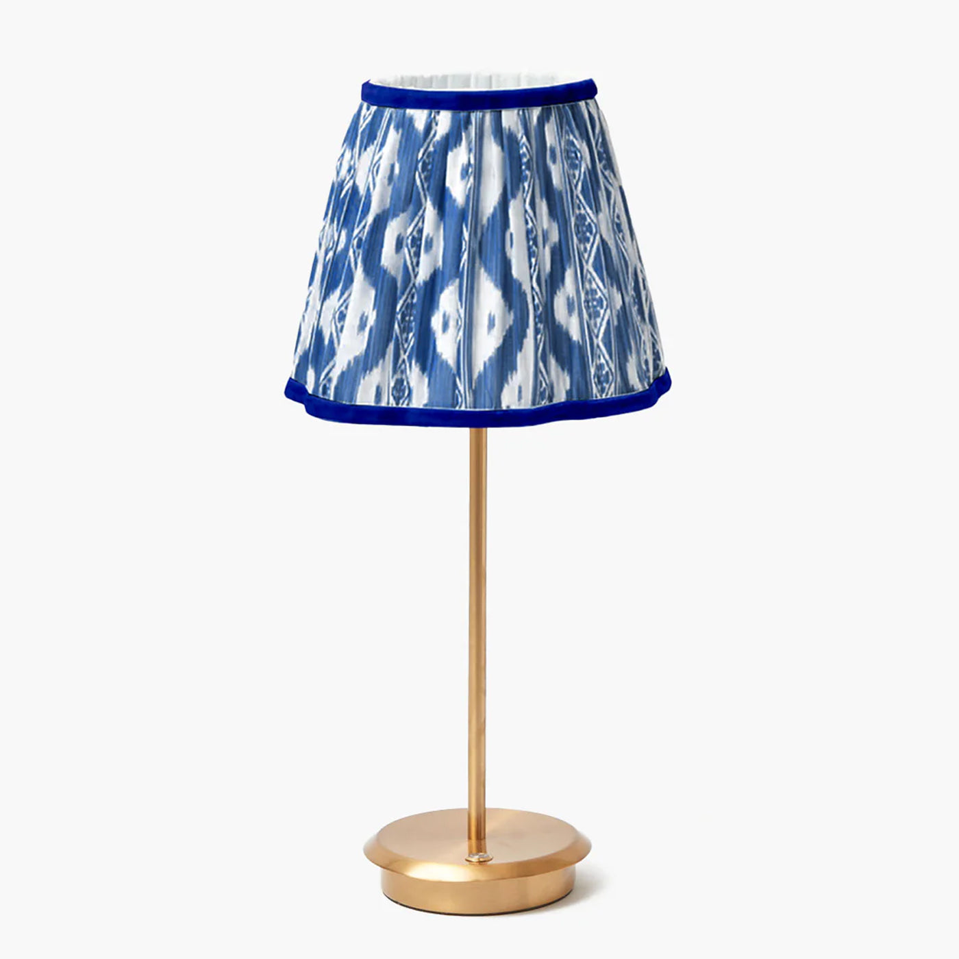 Tall Rechargeable Lamp with Cobalt Ikat Shade (18cm)
