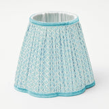 Tall Rechargeable Lamp with Baby Blue Lotus Lampshade - Mrs. Alice