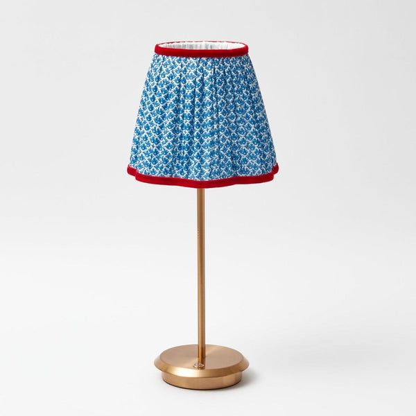 Tall Rechargeable Lamp with Blue Lotus Lampshade - Mrs. Alice
