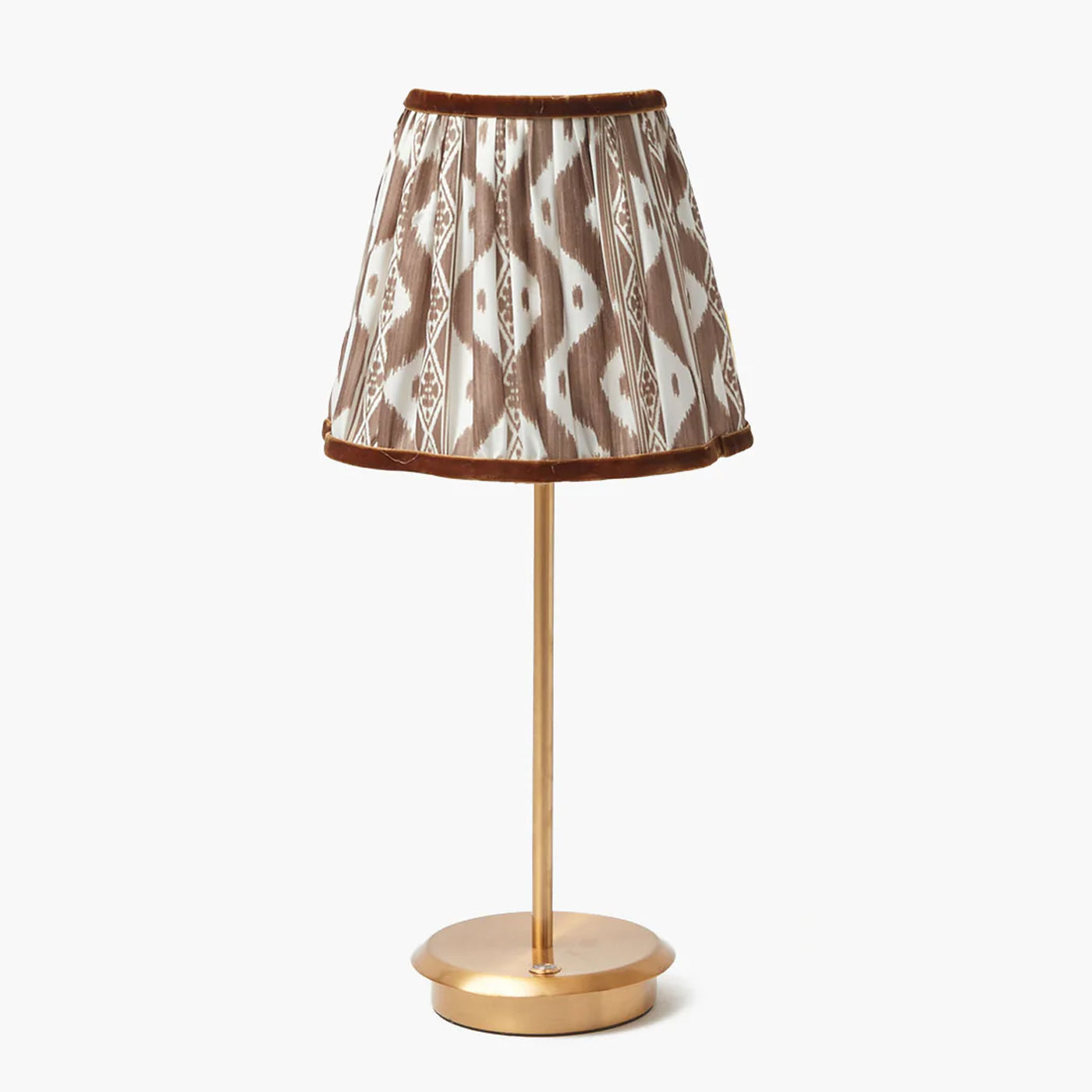 Tall Rechargeable Lamp with Chocolate Ikat Shade (18cm)